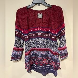 beachlunchlounge Burgundy and Navy Boho Blouse